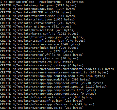 Output of ng new