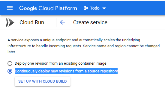 Google Cloud Continuous deployment option