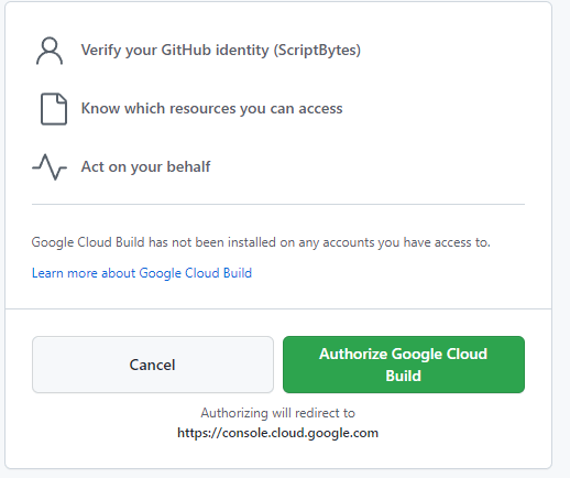 Github Cloud Build authorization